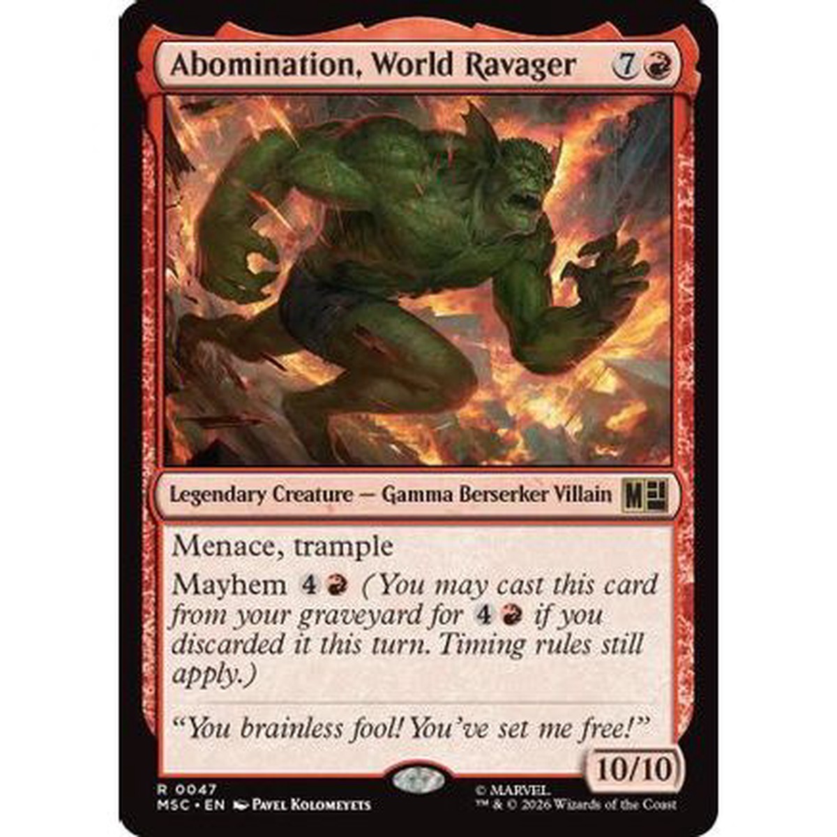 Abomination, World Ravager (MSC-047) - Commander: Marvel Super Heroes