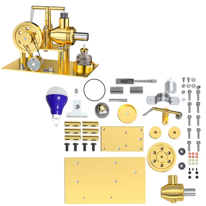 ENJOMOR DIY Hot Air Stirling Engine Model Building Kits Golden