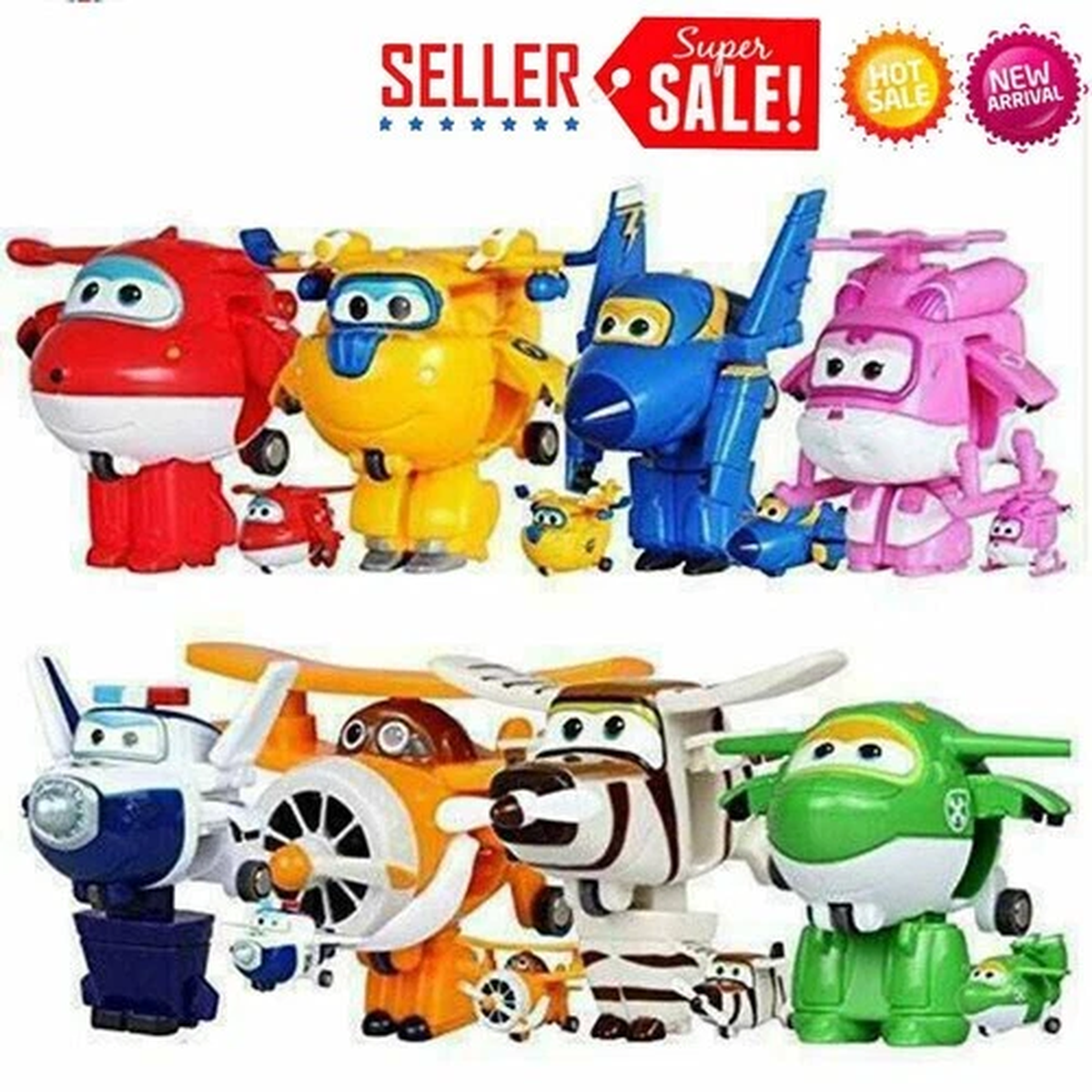 8 Pcs Set TV Animation Super Wings Transforming Plane Mini Characters kid Toys