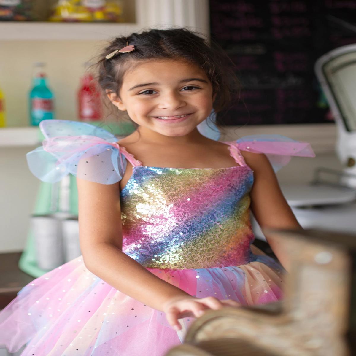 Rainbow Fairy Dress & Wings, Size 5-6