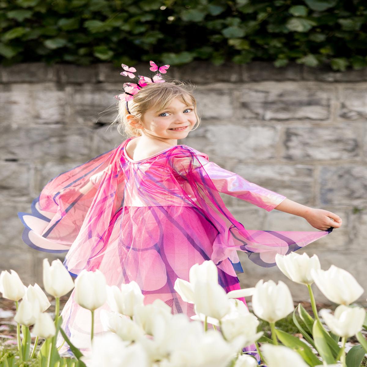 Butterfly Twirl Dress with Wings, Pink, Size 3-4