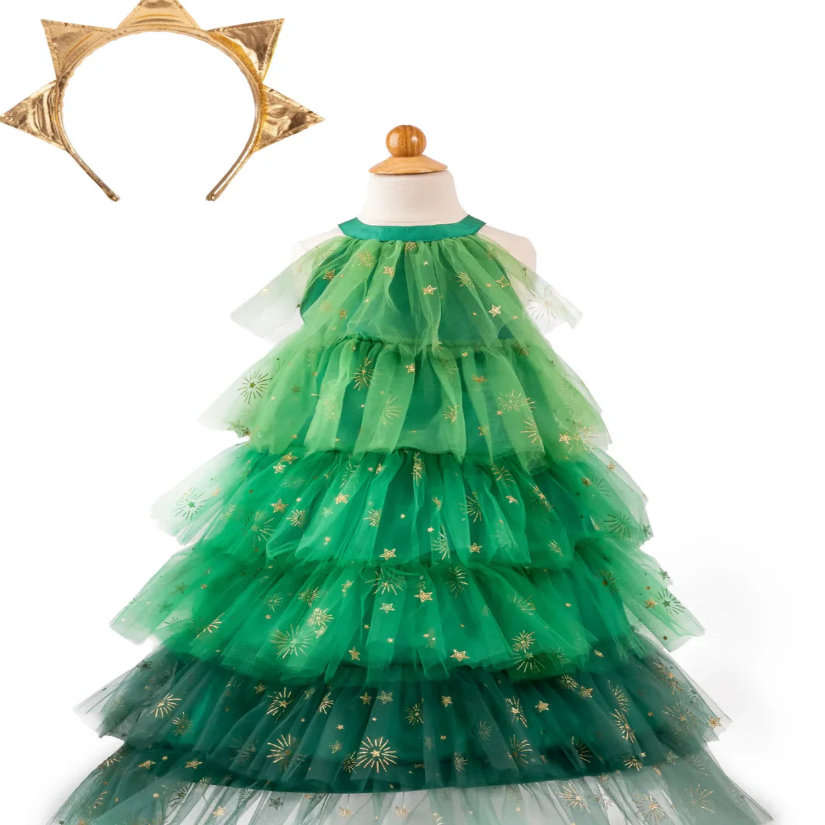 Christmas Tree Dress with Headpiece (Green)