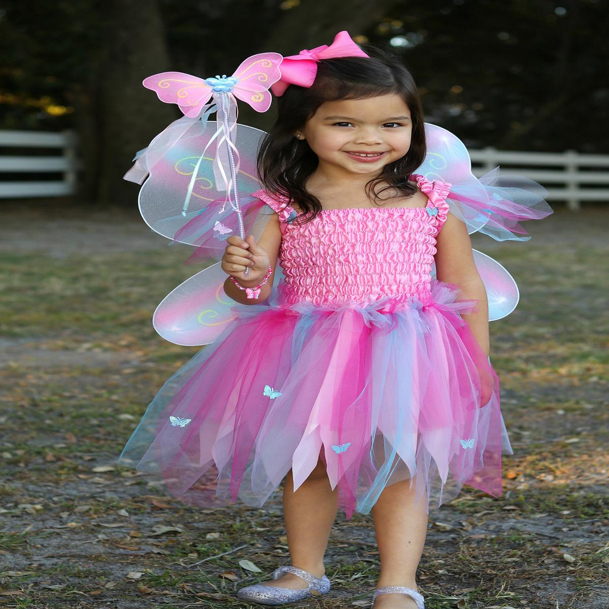 Butterfly Dress & Wings With Wand, Pink