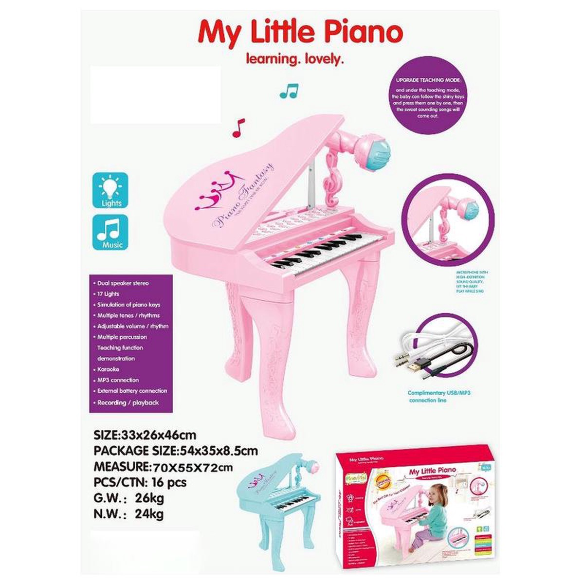 (NET) Children8217s Simulation Electronic Piano with Microphone